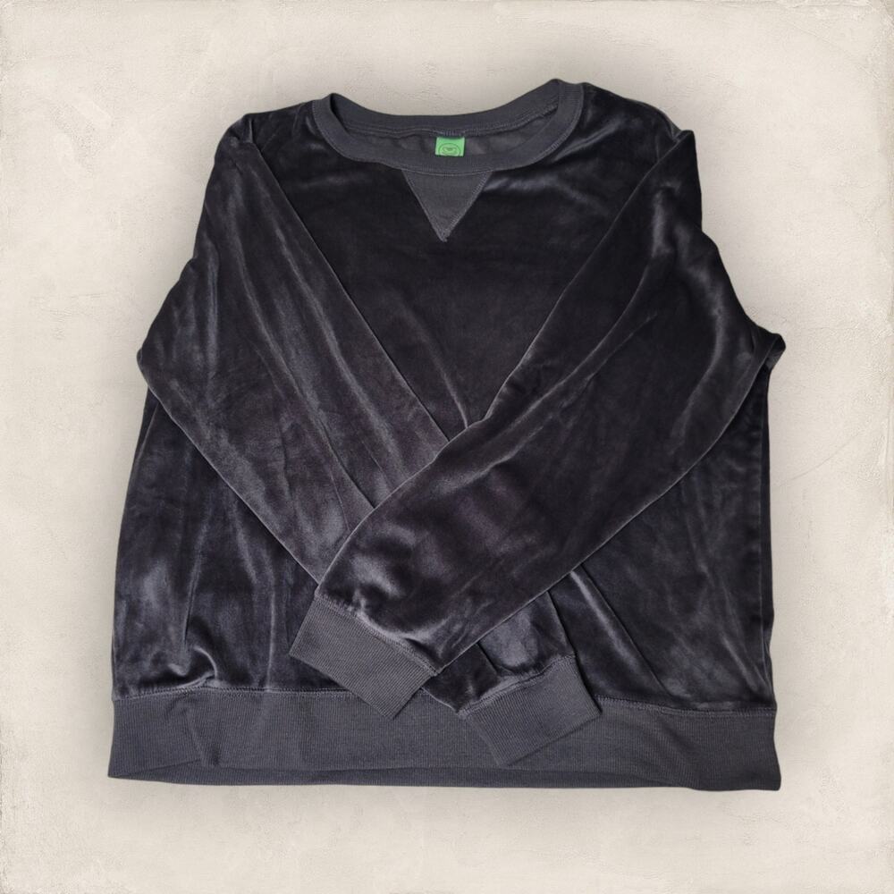 Honeydew Grey Velvet Pullover Crew Neck Sweatshirt Size X-Large